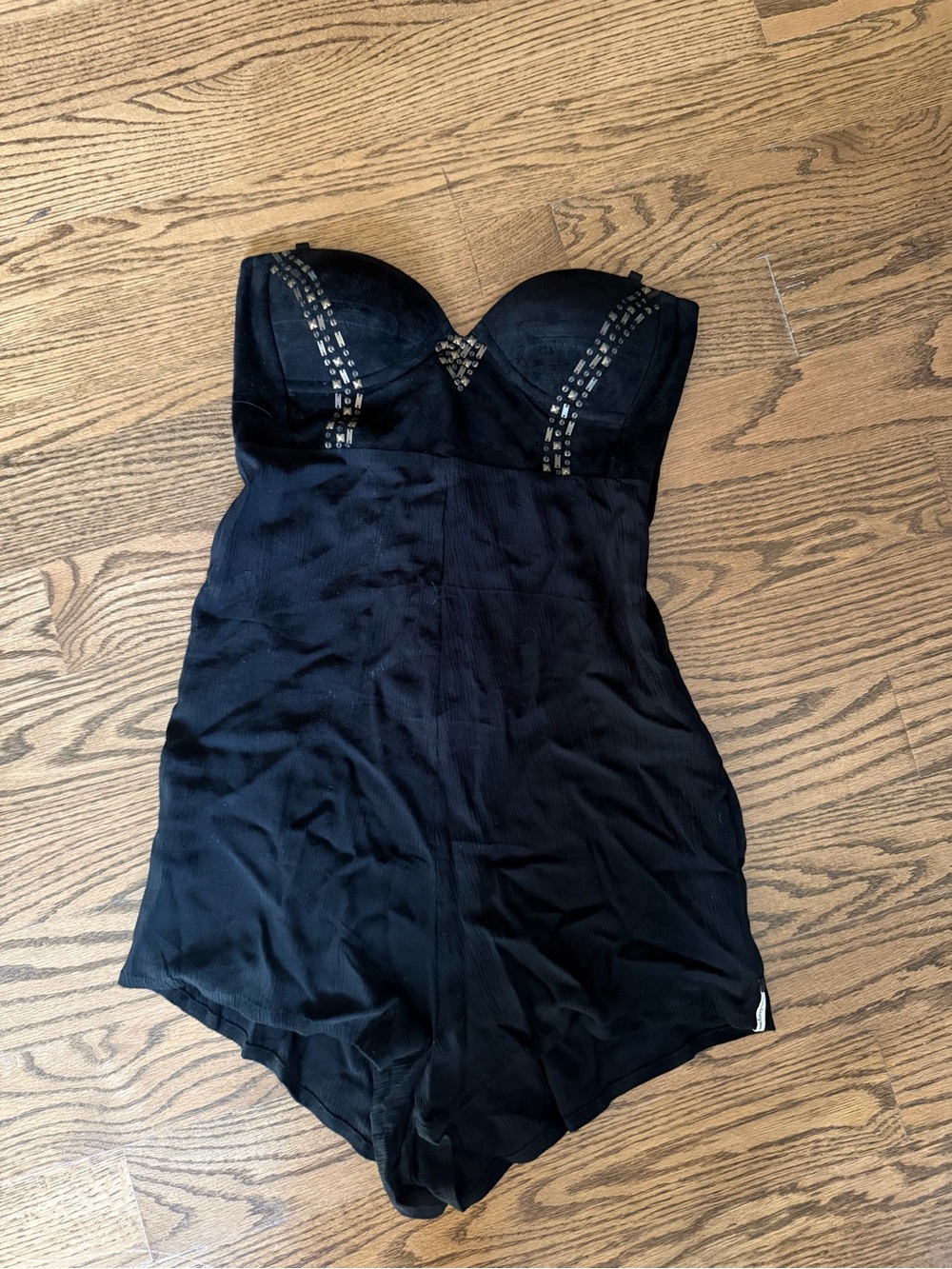 One Teaspoon Black Strapless romper with attachable straps